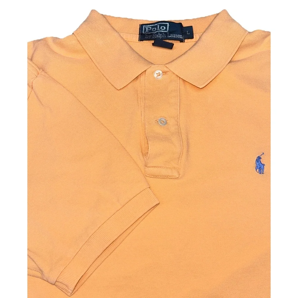 Polo Ralph Lauren Short Sleeve Polo  Orange Blue Pony 100%‎ Cotton, Mens Large